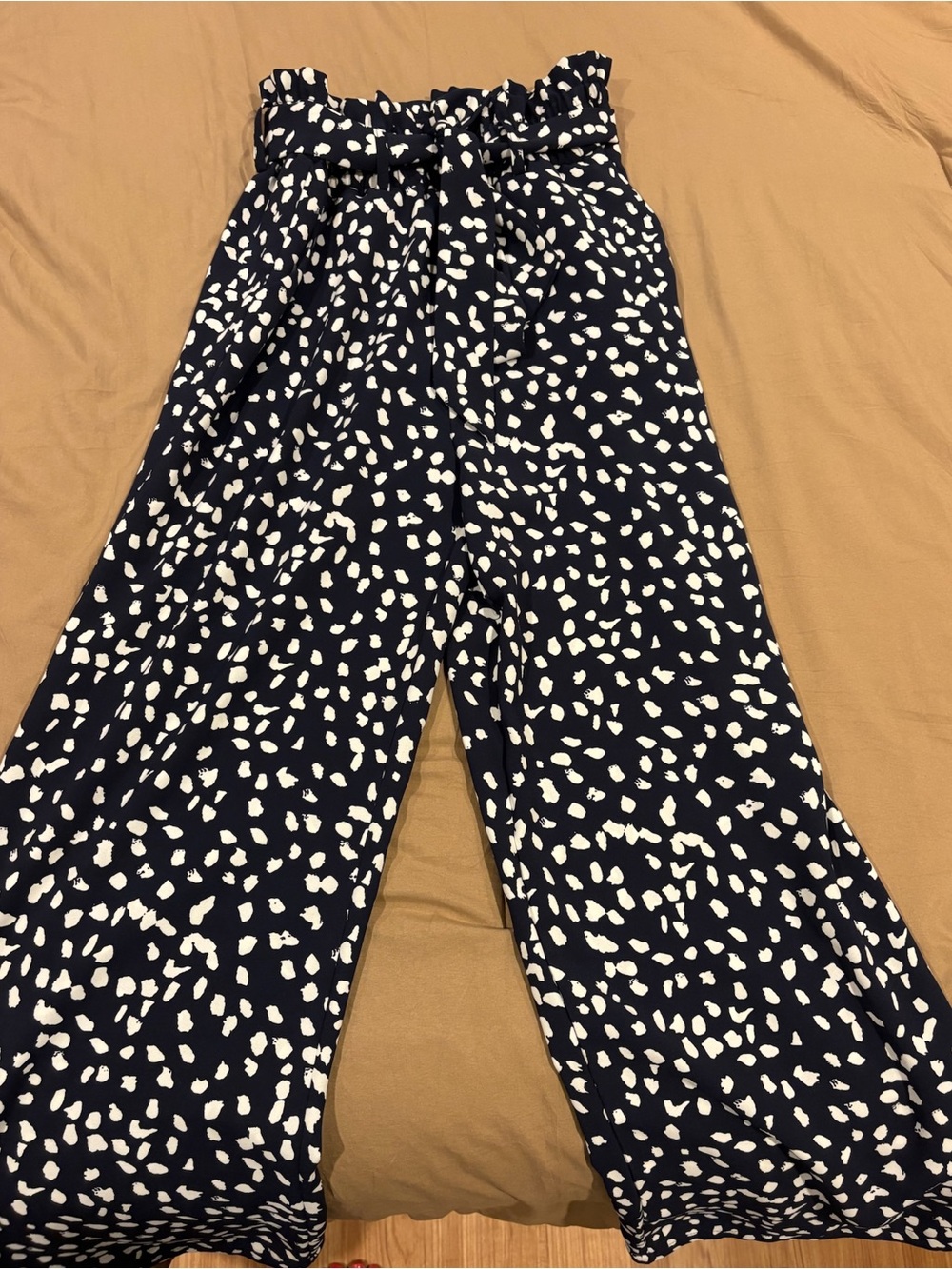 Women’s Navy & White Printed Wide-Leg Pants